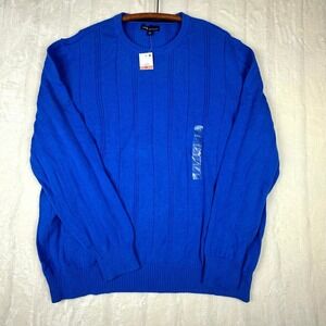 John Ashford Sweater 3XL Blue 100% Cotton Crewneck Ribbed NWT Mens